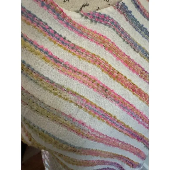 Lou & Grey Dress Diagonal Rainbow Stripe Sleeveless Swing Sundress Small Summer - Picture 7 of 10